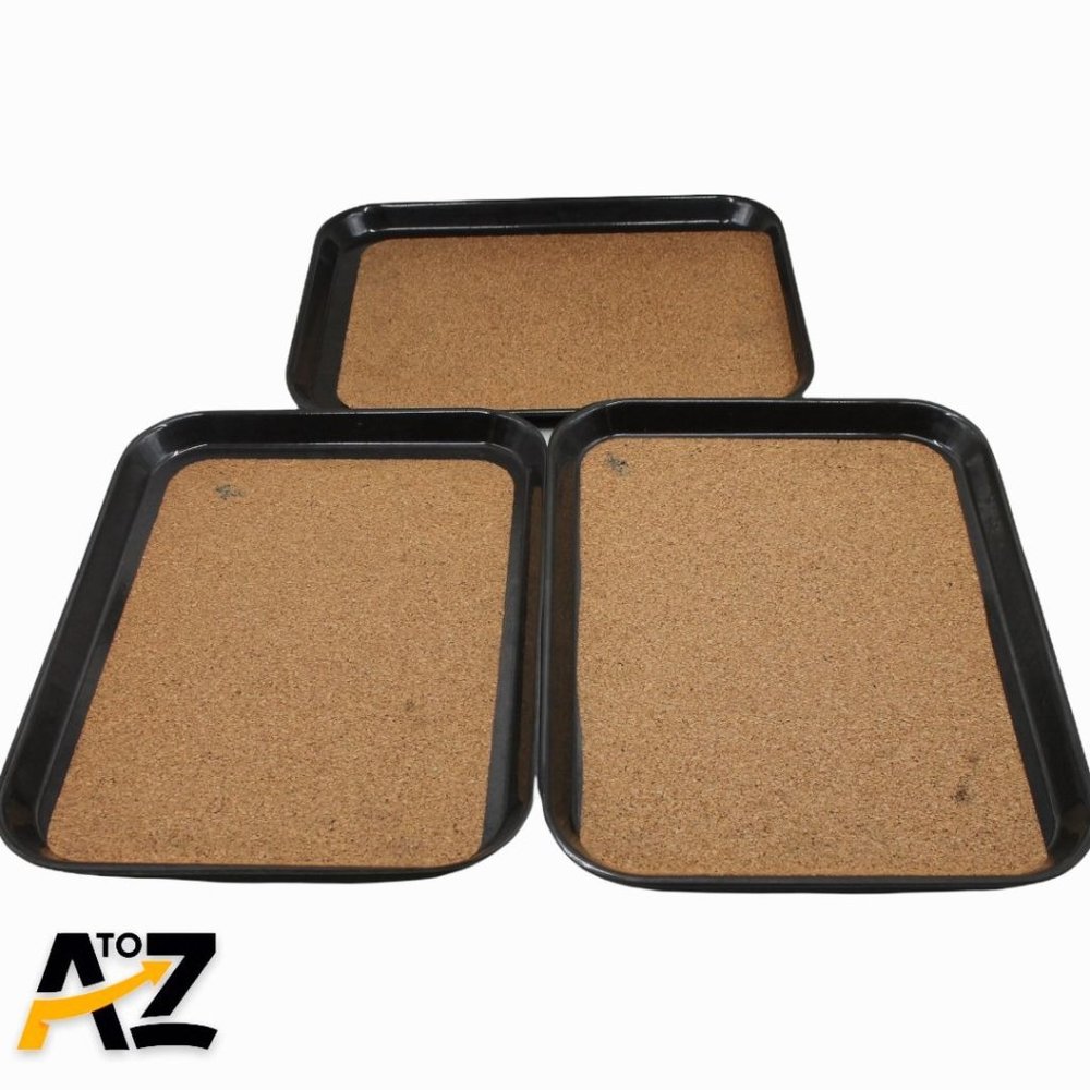 Lot of 3 Silite 1410 Cork Bottom Hard Plastic Serving Tray 13 3/4" x 10 1/2"